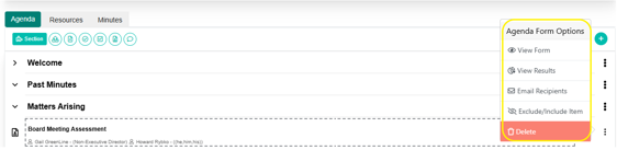 BoardCloud Agenda Form Options