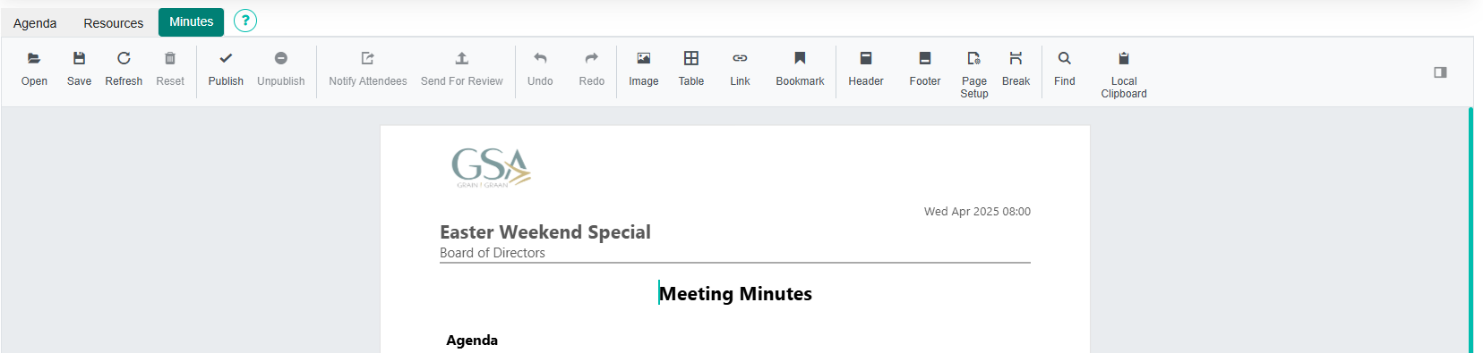 BoardCloud Meeting Minutes Empty