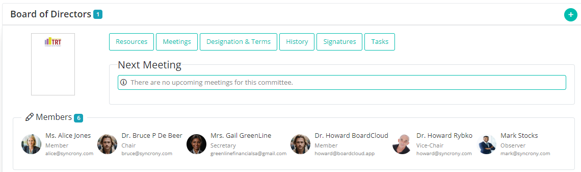 BoardCloud Committee Landing Page