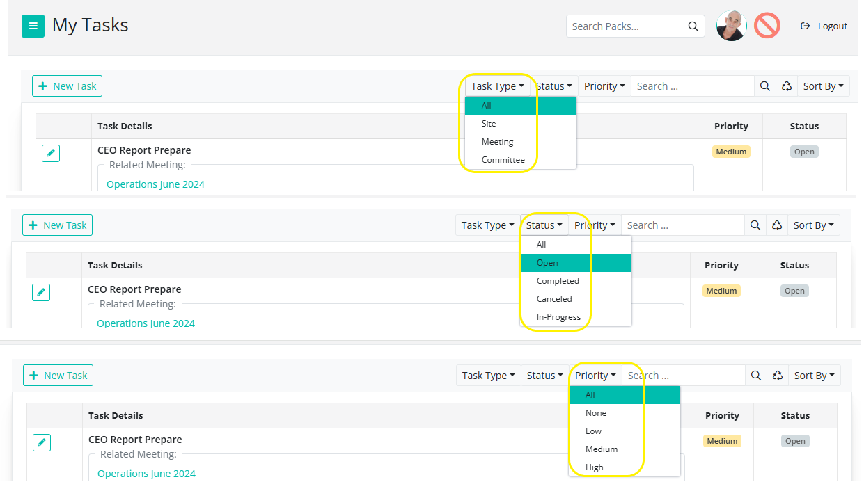 BoardCloud Task Filters