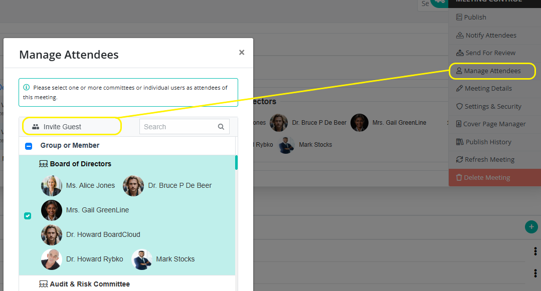 BoardCloud Add a Guest User to a Meeting